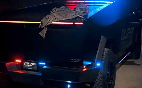 UP.Fit Tesla Cybertruck Police Vehicle on 18 inch UP.FIT Forged PD Wheel in Satin Black