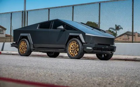 Magnesium Grey Color PPF Tesla Cybertruck with 24-Inch UP Forged CYBRNOVA in Satin Bronze