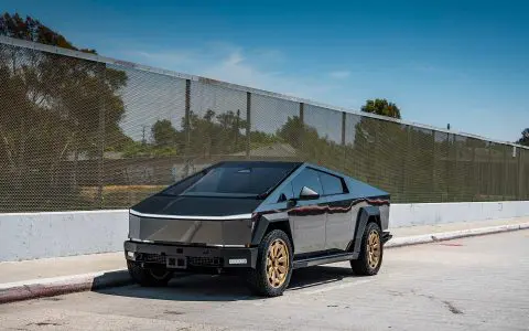 Magnesium Grey Color PPF Tesla Cybertruck with 24-Inch UP Forged CYBRNOVA in Satin Bronze