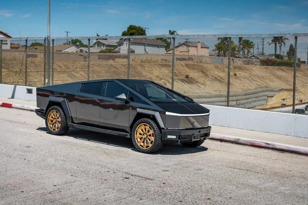 Magnesium Grey Color PPF Tesla Cybertruck with 24-Inch UP Forged CYBRNOVA in Satin Bronze