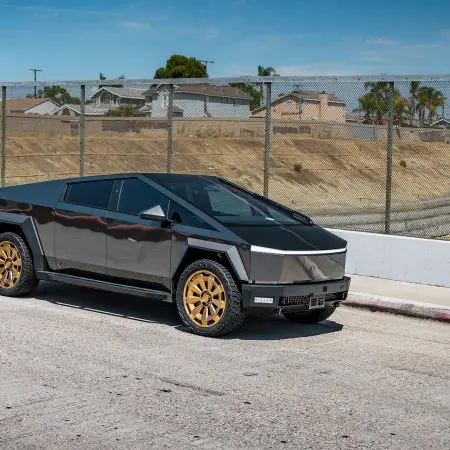 Magnesium Grey Color PPF Tesla Cybertruck with 24-Inch UP Forged CYBRNOVA in Satin Bronze
