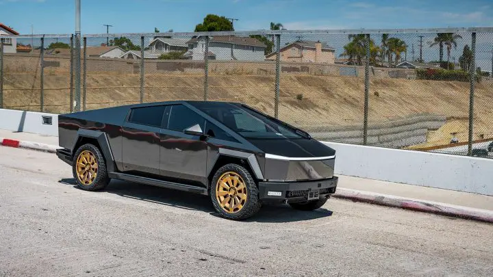 Magnesium Grey Color PPF Tesla Cybertruck with 24-Inch UP Forged CYBRNOVA in Satin Bronze