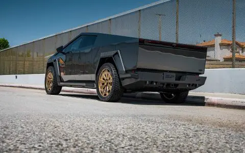 Magnesium Grey Color PPF Tesla Cybertruck with 24-Inch UP Forged CYBRNOVA in Satin Bronze