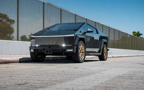 Magnesium Grey Color PPF Tesla Cybertruck with 24-Inch UP Forged CYBRNOVA in Satin Bronze