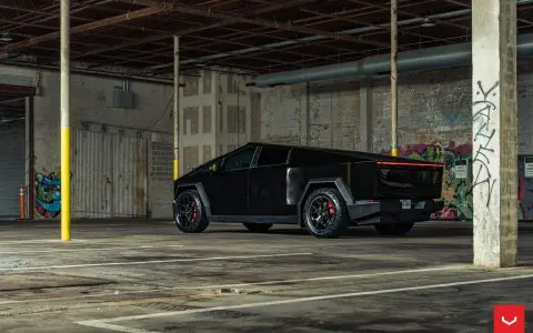 Tesla Cybertruck with Vossen Hybrid Forged HF6-4 Wheels in Gloss Black
