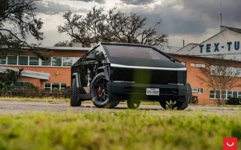 Tesla Cybertruck with Vossen Hybrid Forged HF6-4 Wheels in Gloss Black