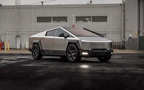 Cybertruck Dual Motor AWD Demand Is So Strong That New Orders Won't Arrive Until Fall 2026 4 Tesla Cybertruck on 24-Inch UP Forged CYBRHEX Wheels in Gloss Black