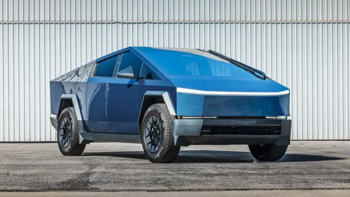 Blue Metallic Wrapped Tesla Cybertruck on UP Forged UP-RW Wheels