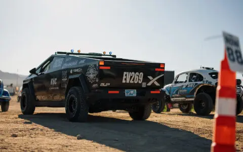 Unplugged Performance UP INVINCIBLE Tesla Cybertruck Mint 400 Race Staging