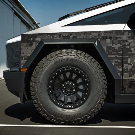 Digital Camo Wrapped Tesla Cybertruck - UP-03 Beadlock Forged Wheels Image 1