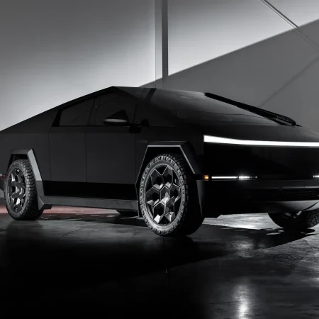 Gloss Black PPF Wrapped Tesla Cybertruck – CYBRHEX Forged Wheels In Satin Black