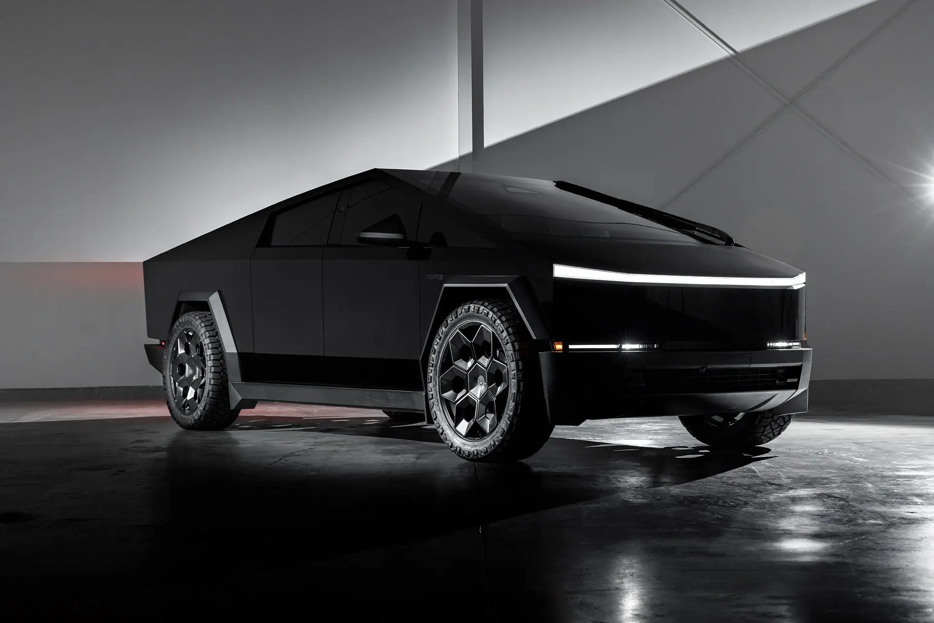 Gloss Black PPF Wrapped Tesla Cybertruck – CYBRHEX Forged Wheels In Satin Black
