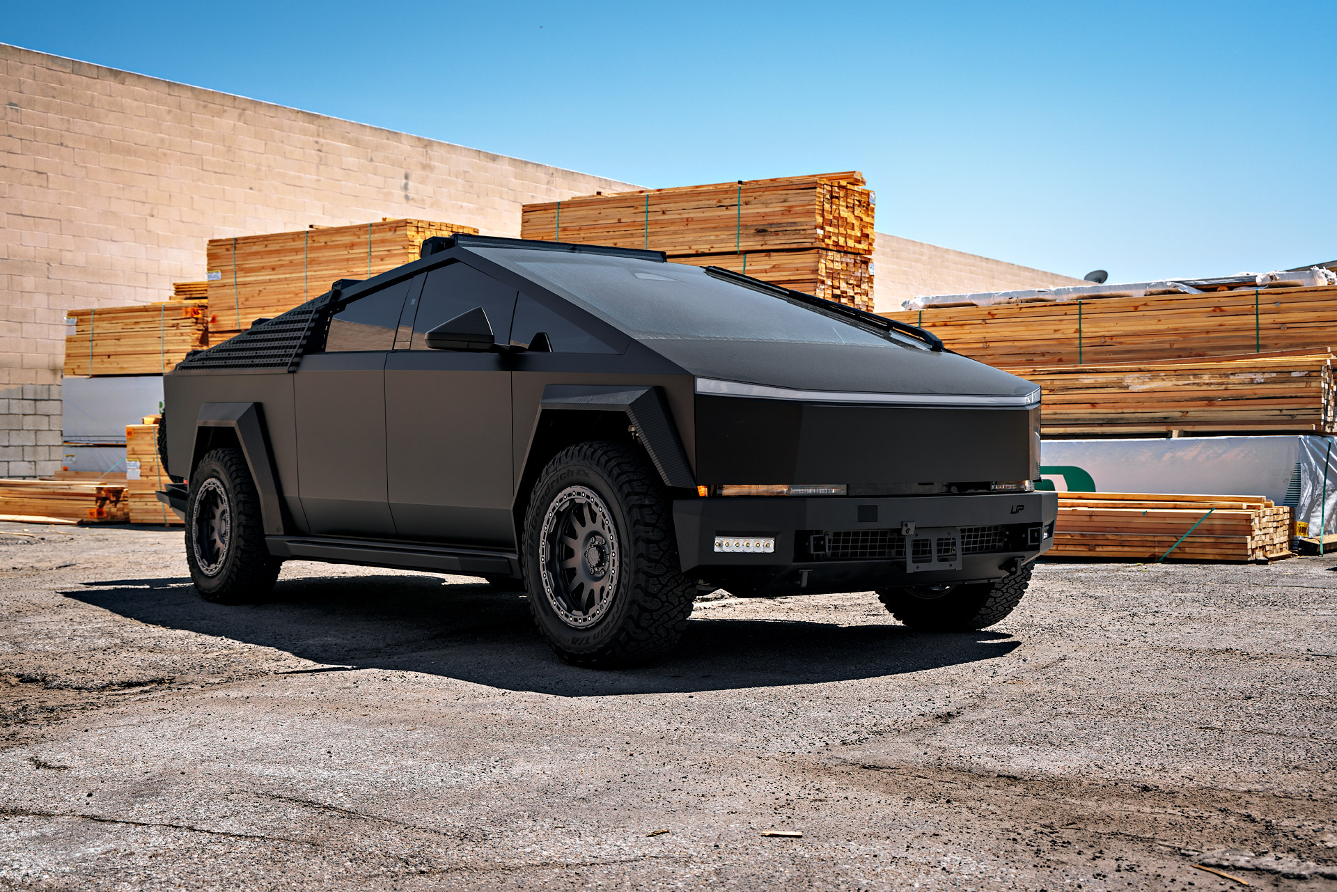 Storm Chaser INVINCIBLE Cybertruck on UP-03 Beadlock Forged Wheels in Satin Titanium