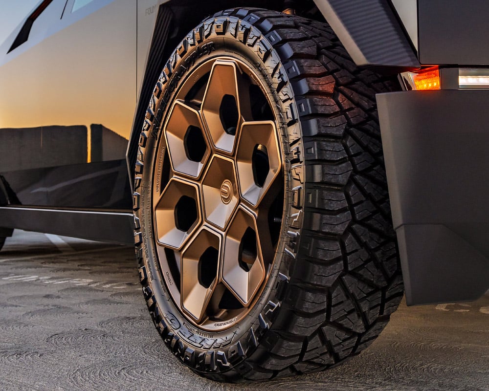 Digital Camo Wrapped Tesla Cybertruck - UP CYBERHEX Wheels in Satin Black