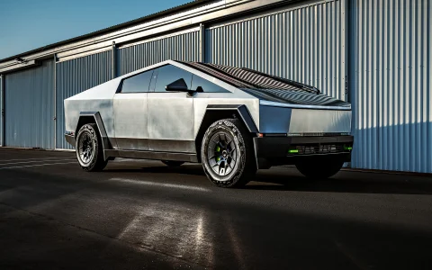 Cybertruck Dual Motor AWD Demand Is So Strong That New Orders Won't Arrive Until Fall 2026 3 Stainless Steel Tesla Cybertruck On 20-Inch UP Forged UP-RW Cyber Wheels