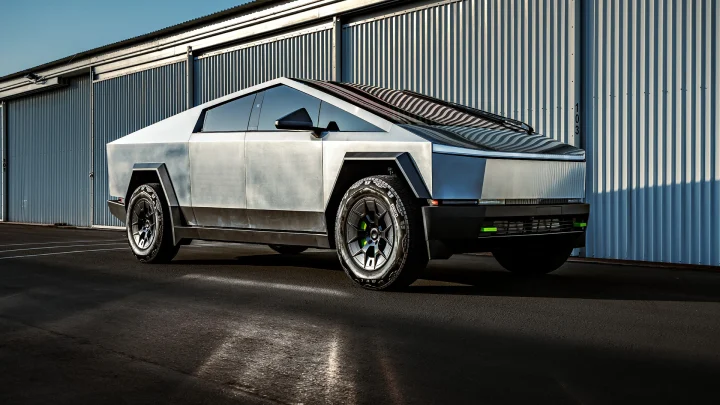 Stainless Steel Tesla Cybertruck On 20-Inch UP Forged UP-RW Cyber Wheels